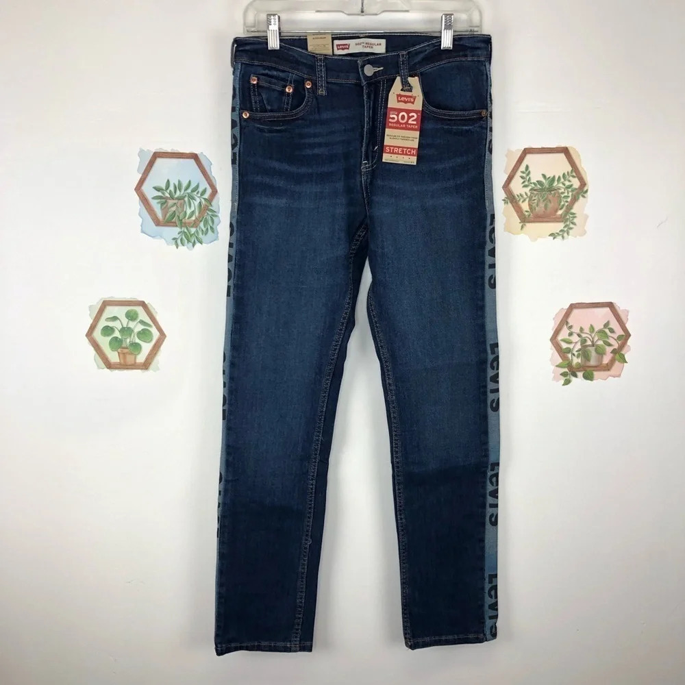 Levi’s girls jeans size 16 502 regular taper jeans side logo spell out